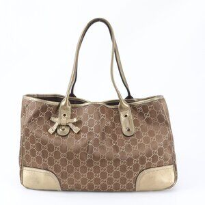 Gucci GG Canvas Princy Leather Tote Bag Shoulder Handbag